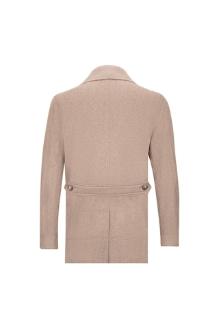 Hatemoğlu Vizon Slim Fit Kruvaze Yünlü Kaşe Kaban 2981711 Vizon