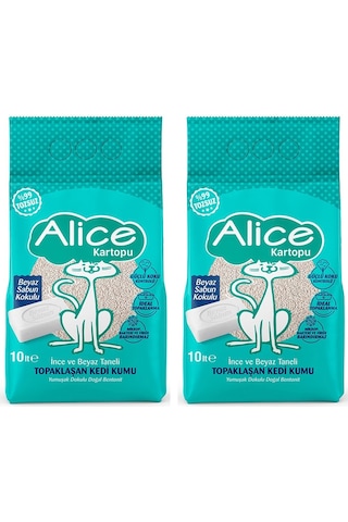 Alice Kartopu İnce Taneli Kedi Kumu Beyaz Sabun Kokulu 2 x 10 L