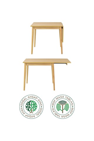 Vilinze Ege Sandalye Avanos Ahşap Mdf Mutfak Masası Takımı - 70x120 Cm Çok Renkli