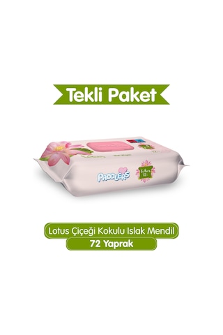 Lotus Çiçeği Kokulu Islak Mendil 72 Yaprak - Yumuşak Dokulu %0 Alkol