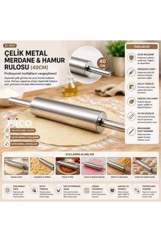 İbico İ22-456 Mt Rulosu 40cm Hamur Merdane Çelik Metal Diğer