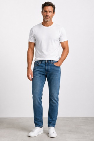 Bihan Store Erkek Yıkamalı Slim Fit Jeans Mc Clap 013-mavi