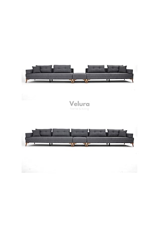 Zeri Modüler Yataklı 3 Adet Üçlü Kanepe & 3'lü Koltuk 3+3+3 - Koyu Gri - 106 Koyu Gri
