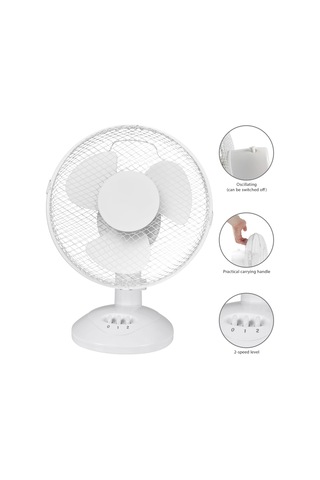 - Salınımlı Taşınabilir Masaüstü Fanı, Beyaz Sınıf 23 Cm 25w,
