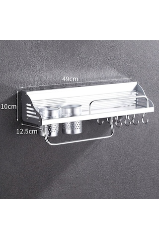 Pazly Mutfak Duvara Monte Plastik Kenar Baharat Raf, Küçük Boy Gümüş