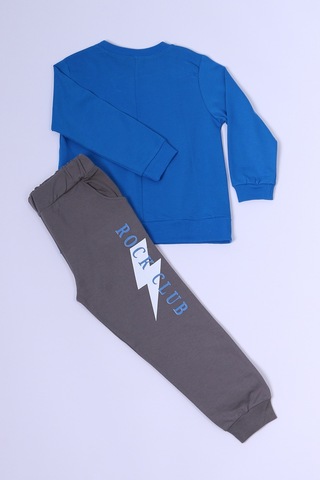 Erkek Çocuk Eşofman Takımı Baskılı Ribanalı C35 Mavi