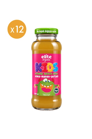 12'li Kids Organik Elma-mango-şeftali Meyve Suyu 200 Ml
