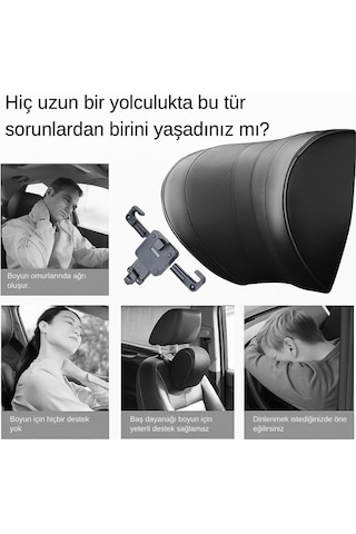 Coofbe Ayarlanabilir Ortopedik Araç Boyun Baş Yastığı Oto Koltuk Başlığı, Oto Boyun Yastığı Car Headrest Siyah