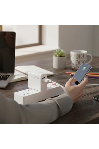 33w Hızlı Şarj Adaptörü - Type-c Kablolu, Usb Çıkışlı, Akıllı Şarj Destekli Duvar Tipi Şarj Cihazı Bx40