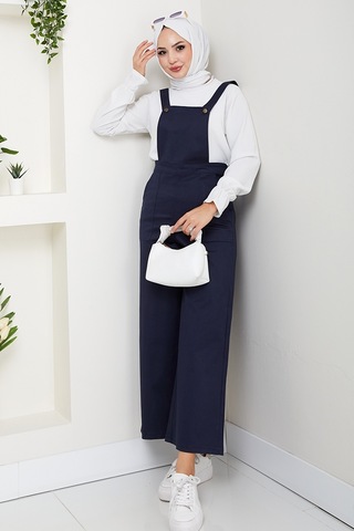 Gülru Cepli Gabardin Tulum 1587 - Lacivert Lacivert