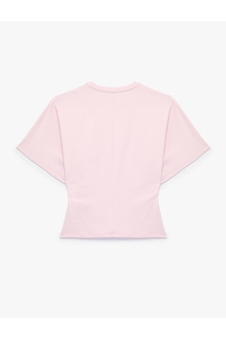 Koton Pamuklu Slim Fit Yarasa Kol Bisiklet Yaka Tişört Pembe 6sak50551ek Gül