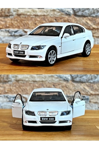 Bmw 330i Çek Bırak Die - Cast Metal Model Araba - Beyaz 11.5 Cm