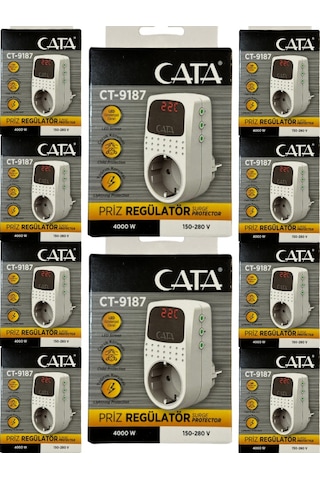 Cata Ct-9187 4000w Akım Korumalı Led Göstergeli Priz 10 Adet