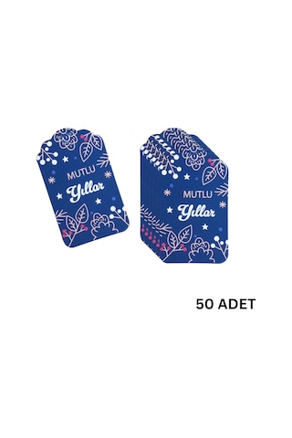 Yılbaşı Mutlu Yıllar Yazılı Hediye Etiketi, Çiçek Temalı Yeniyıl