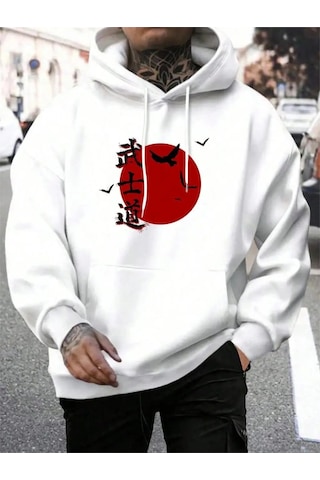 Startmore Tarzsokak Japon Karikatür Baskı Erkekler Hoody O-boyun Tüm Maç Gevşek Kazak Moda Polar Temel Günlük Hoo Beyaz