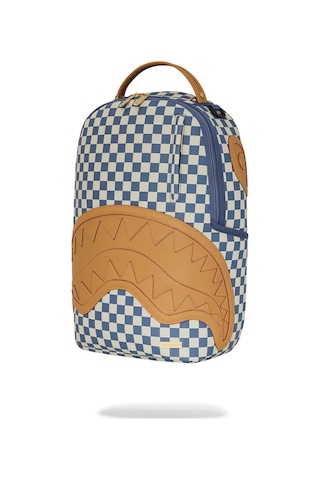 Sprayground New Shark Yacht Club Dlxsv Backpack, Suya Dayanıklı Suni Deri, Kadife Laptop Gözlü Sırt Çantası Mavi