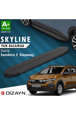 S-dizayn Dacia Sandero 3 Stepway Skyline Siyah Yan Basamak 183 Cm 2020 Üzeri A+ Kalite