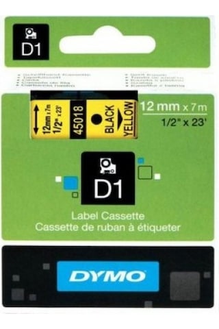 Dymo 45018 Sarı Siyah D1 Yedek Şerit 12 Mm X 7 Mt