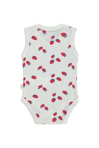Civil Baby Çilekler Empirme 1-36 Ay Çıtçıtlı Badi - Ekru