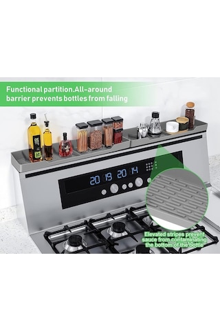 Ulzyvf Mıknatıslı Silikon Ocak Üstü Rafı - Baharat Ve Sos Şişeleri İçin Pratik Saklama Çözümü Koyu Gri/siyah Siyah