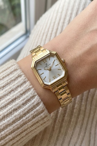 Daniel Klein Dk.1.10870.2 Gold Zarif Kare Model Çelik Kordonlu Vintage Kadın Kol Saati Altın