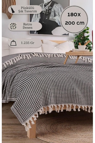 Battaniye Pamuk Piramid 180x200 Cm Siyah