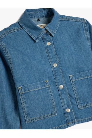 Koton Pamuklu Kısa Kollu Crop Denim Ceket Orta İndigo 5skg20016ad İndigo