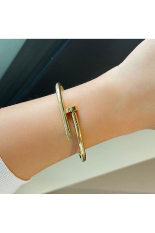 Kararmaz Çelik Gold Çivi Bileklik Gold