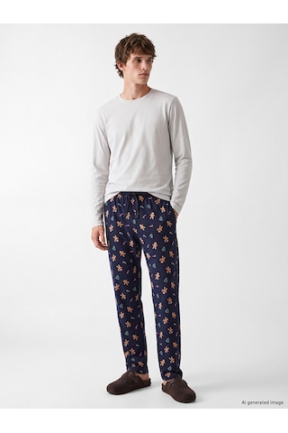 LC Waikiki Lc Waıkıkı Lacivert Yılbaşı Temalı Erkek Pijama Alt