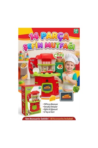 Minik Şefin Mutfağı 14 Parçalı Mutfak Aletli 72cm Eğitici Oyuncak Mutfak Seti 1