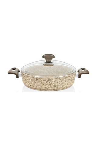 Falez Creamy Granit 22 Cm Kısa Granit Tencere Karnıyarık Krem