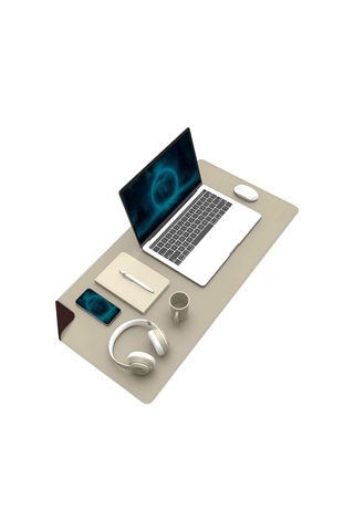 Lexroo Çift Renk Dikişli Pu Deri Masa Matı 80x40 Cm Mousepad, Su Geçirmez Masa Sümeni Standart