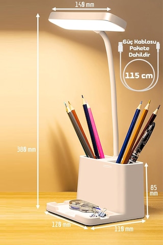 2li Set Masa Lambası + Kronometreli Pomodoro Ders Çalışma Masa Lambası Beyaz 108 Diğer