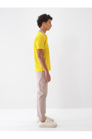 Xint Sarı Pamuk Dokulu Regular Fit Tişört 502114