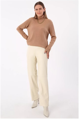 Dikiş Detaylı Deri Pantolon 77066ekru-ekru Ekru