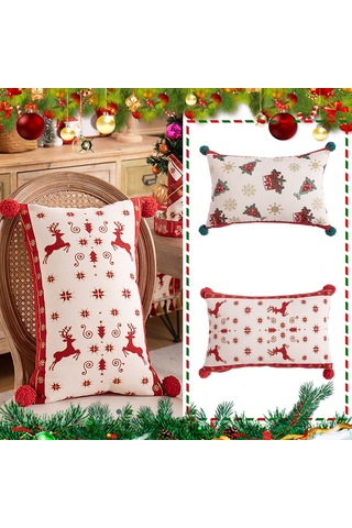 Noel Yastık Kılıfları, Mutlu Noeller Yastık Kılıfı Noel Yastıkları Yastıklar Dekoratif Yastık Kılıfı, Noel Kırmızı Yastık Kılıfı Dekoru 30 50cm Diğer