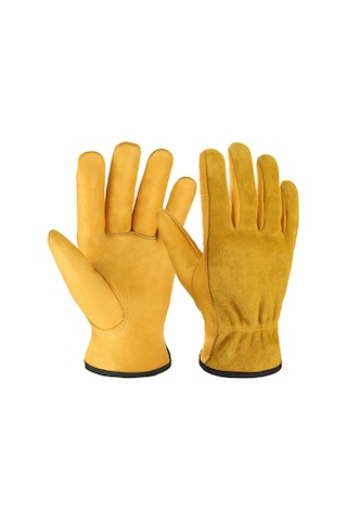 Kangvka S Boyutu Sarı İnek Derisi İş Eldiveni - Kaymazlı Dayanıklı - Elektrik Kaynağı, Araç Tamiri, Bahçecilik Koruması