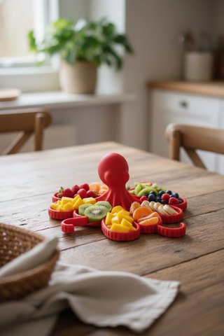 Oxyteez Ahtapot Tasarımlı Dekoratif Stand Kırmızı Renk Reçine Tasarım Ev Ve Ofis Dekorasyonu