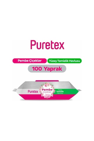 Puretex Yüzey Temizlik Havlusu Pembe Çiçekler 100 Yaprak