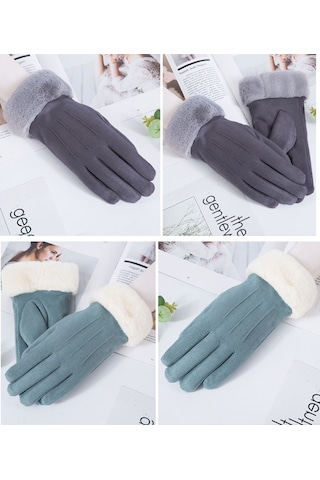 Geeroyoo Kadınlar İçin Kışlık Ekstra Kalın Dokunmatik Ekran Eldiveni - Süet Deri, Sürüş Ve Bisiklet Kullanımı İçin Süet Üç İplik Haki