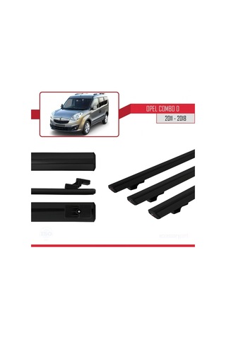 Opel Combo D 2012-2018 Arası İle Uyumlu Basic Model Ara Atkı Tavan Barı Siyah 3 Adet