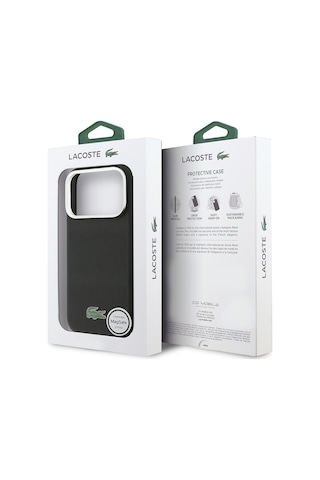 Apple iPhone 17 Pro Max Kılıf Lacoste Lisanslı M-safe Uyumlu Pvc Pike Desenli İkonik Timsah Logolu Yeşil