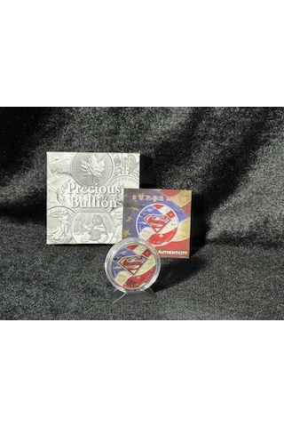 Superman Usa Bayrağı 2016 Kanada 1 Oz Saf Gümüş Hatıra Parası Renkli Ve Antik Yüzey