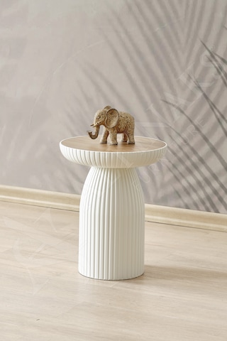 Altınaks Mobilya, Diamond, Bohem Sehpa,tekli Sehpa,yan Sehpa,zigon Sehpa - Aytaşı & Ud Renkli Tabla Krem Gövde & Açık Ceviz Renkli Tabla