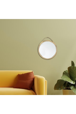 Suntek Yuvarlak Duvar Aynası Rattan Çerçeve 11 '' Yuvarlak Bej