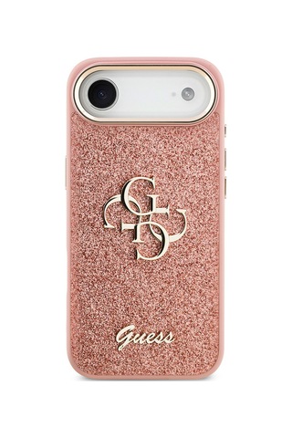 Apple Uyumlu iPhone 17 Air Kılıf Guess Lisanslı 4g Büyük Metal Kamera Çerçeveli Ve Logolu Glitter Kapak Pembe