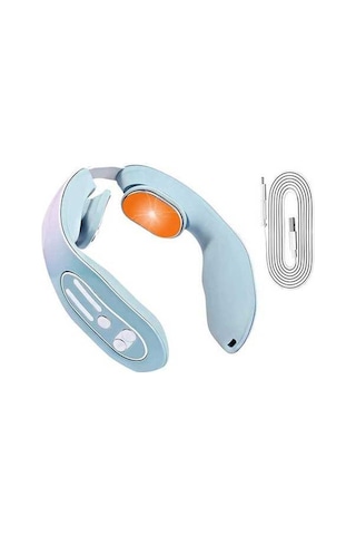 Dm K05 Taşınabilir Isıtmalı Boyun Masaj Aleti, Darbe Terapi, Akülü Akıllı Masaj Aracı, Açık Mavi Açık Mavi