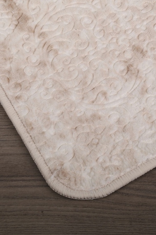 Nova Krem 80x150 + 50x80 Cm Büyük Ebat 2'li Banyo Halısı Paspas Seti Kaymaz Taban Klozet Takımı Krem