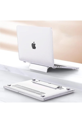 Apple Uyumlu MacBook Air 13" 2020 M1 Çip A2337/a1932/a2179 Standlı Iz Önleyici Şeffaf Kılıf Koruyucu Kapak Şeffaf