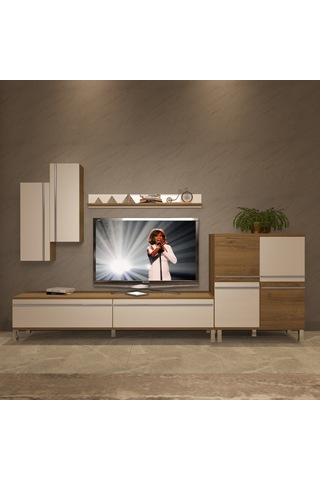 Decoraktiv Eko 6 Mdf Std Krom Ayaklı Tv Ünitesi Tv Sehpası Pera - Beyaz